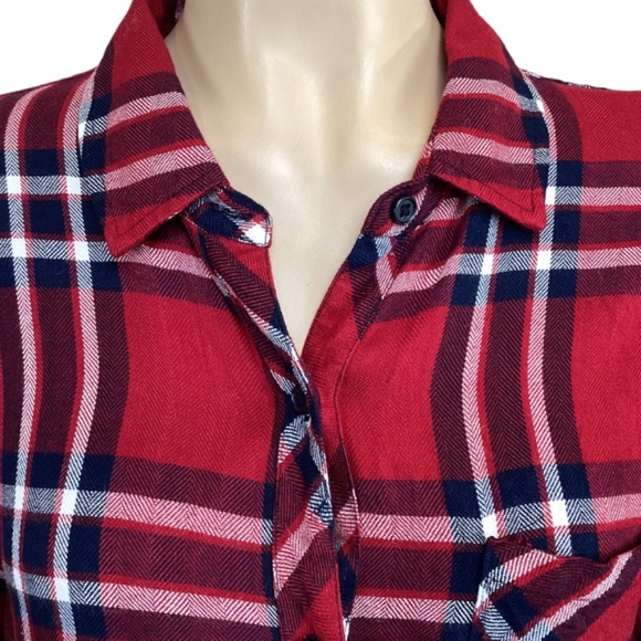 Rails Hunter Carmine Navy white Tatum plaid button up shirt size small - Picture 8 of 12